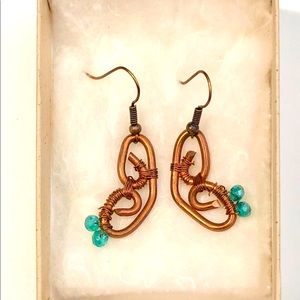 Butterfly wing copper wire earrings
